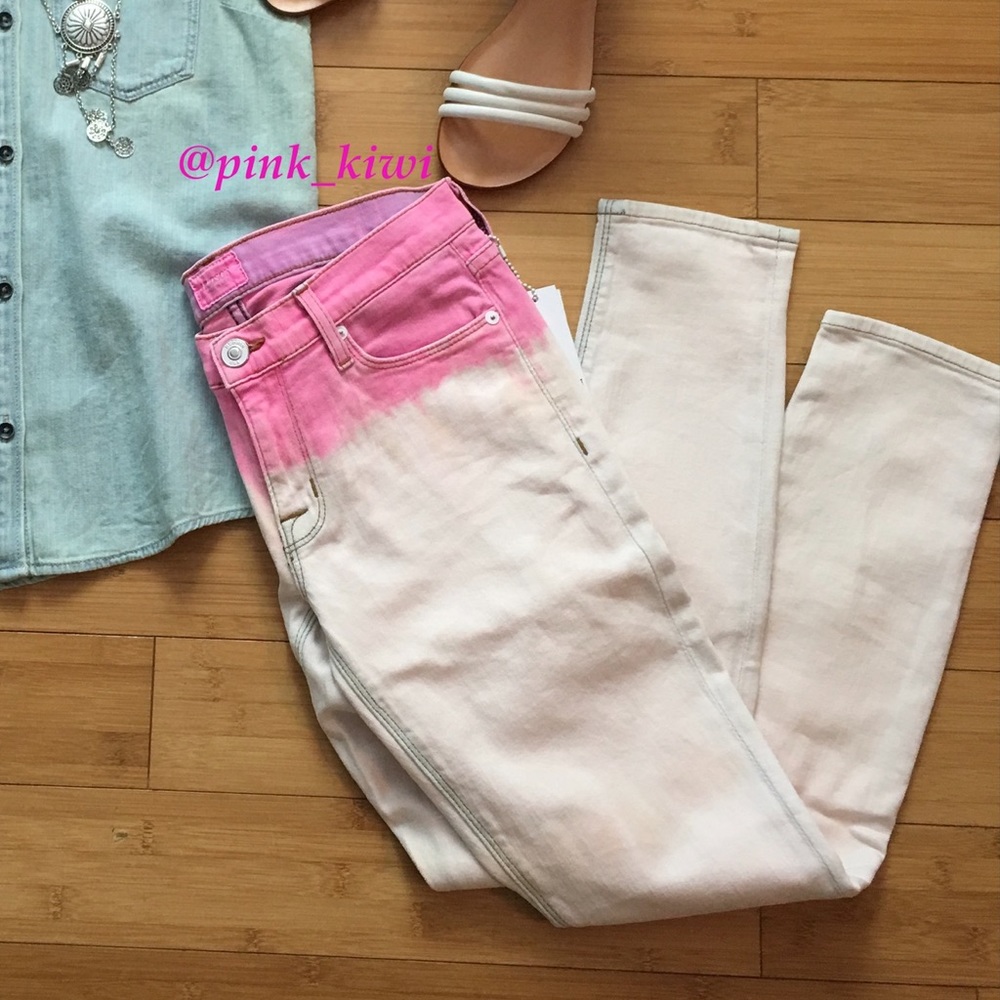 Hudson Krista Skinny Pink Ombré Crop Jeans
